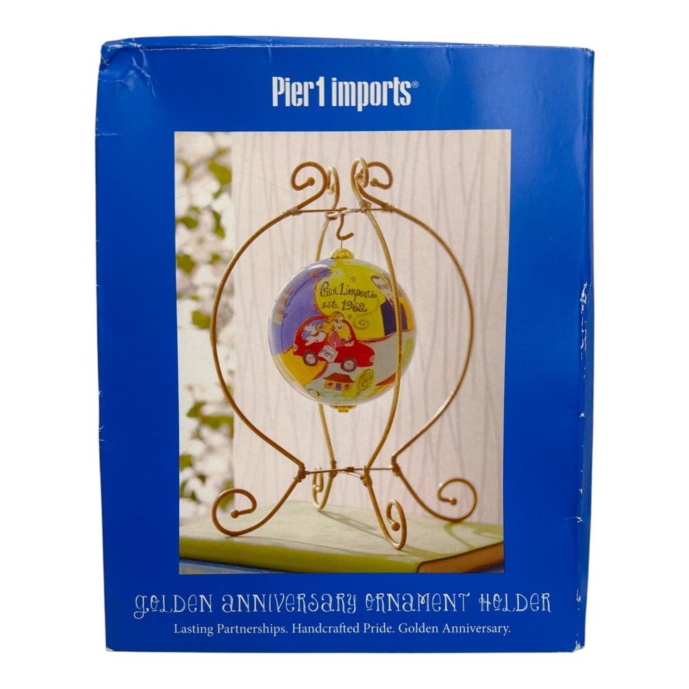 Pier 1 Imports Ornament Holder Golden Anniversary Freestanding Holiday Gold Tone